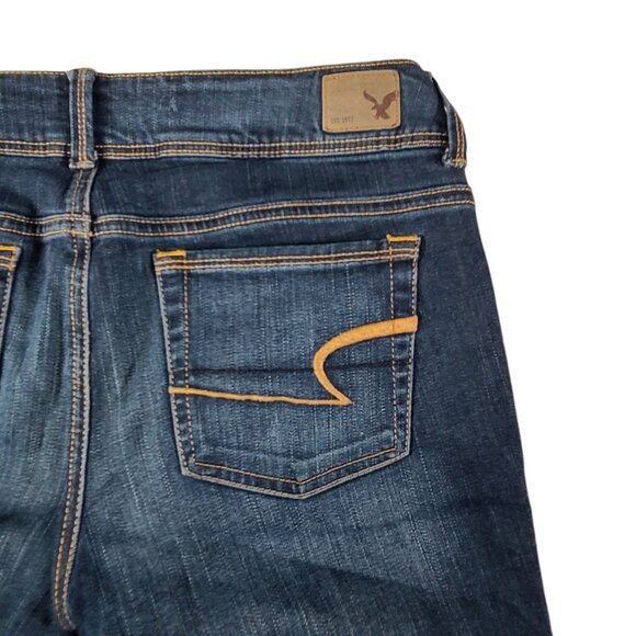 American Eagle Jeans Womens 4 30x29 Kick Boot Stretch Dark Wash Flare - Picture 9 of 13